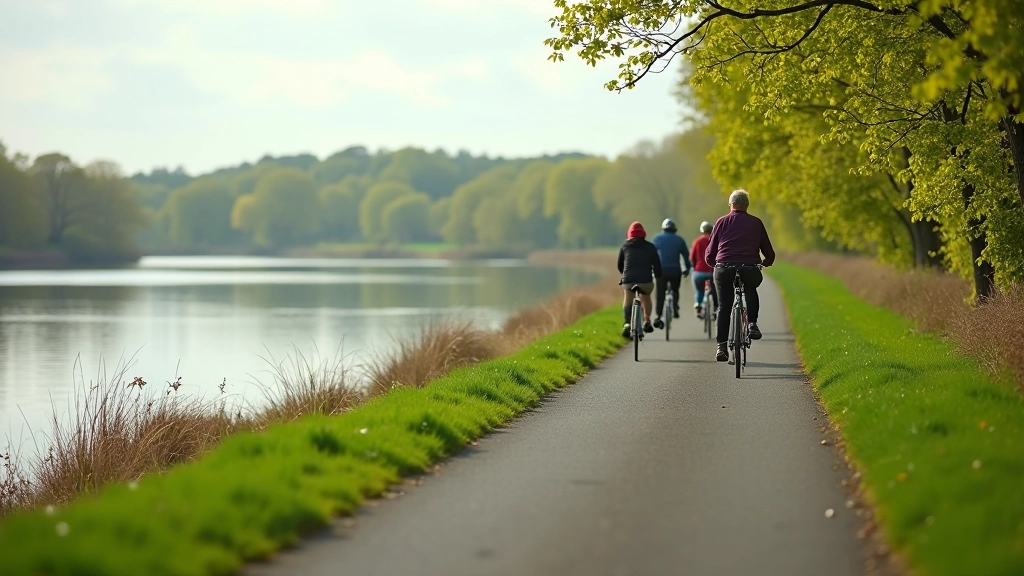 The scenic Lough Ennell shore road with water views and smooth cycling surface