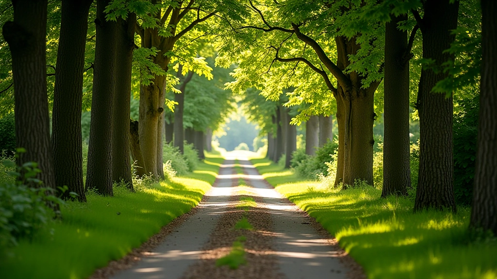 Sheltered area on cycling route with trees providing wind protection